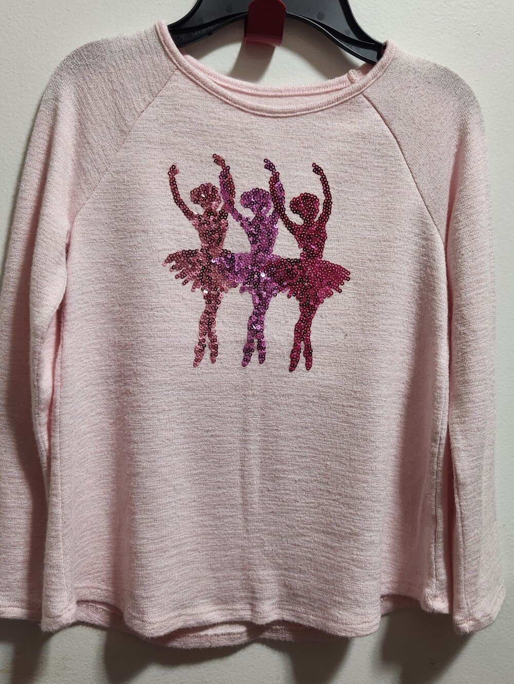 Girls' Pink Sequin Ballerina Lightweight Sweater. Sz 4